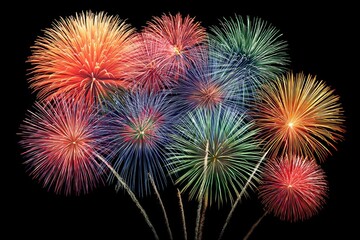Vibrant multicolored fireworks display against night sky
