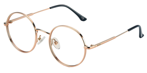 Stylish Round Eyeglasses with Rose Gold Frames and Black Temples for Fashion and Vision Correction