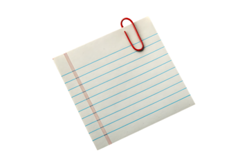 Lined Notebook Paper with Red Paperclip on Black Background for Office or School Supplies Images and Creative Writing Content