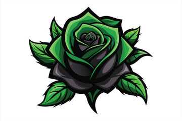 Emerald Noir Rose. Mystic Black Rose. Enchanted Green Rose. Dark Bloom Elegance. Shadow Petal Rose. rose vector, rose concept, rose cartoon,rose icon,rose art, rose topics, rose doodle.