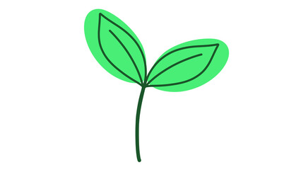 Green Sprout Icon, Minimalist Leaf Illustration: New Growth, Nature Concept. Vector Plant Graphic on transparent Background