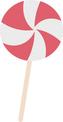 Red and White Peppermint Candy Lollipop Stick Illustration for Christmas Holiday Celebration