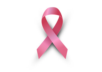 Breast cancer awareness pink ribbon isolated on transparent background