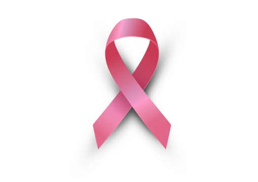 Breast cancer awareness pink ribbon isolated on transparent background