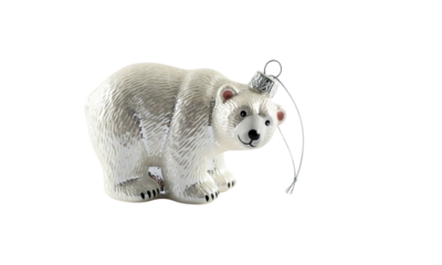 A charming polar bear christmas ornament isolated on transparent background, adding festive cheer