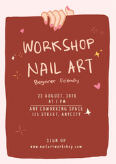 nail art workshop template mockup illustration cute nails