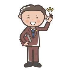 了解のOKサインを送る男性弁護士の全身イラスト