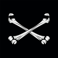 Detailed black and white tattoo illustration of a crossbones