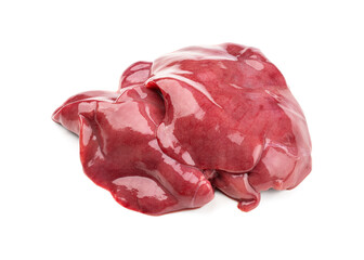 Raw chicken liver isolated on white background. Meat.