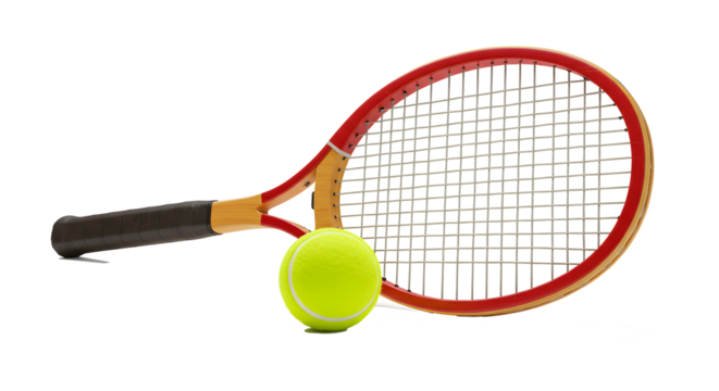 Tennis Racket and Ball on White Background for Sports and Recreation