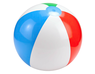 A classic inflatable toy with colorful stripes, ready for summer fun