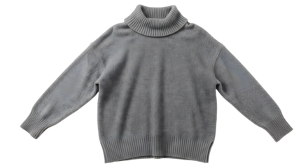 Gray Knit Turtleneck Sweater for Women in Cozy Casual Style