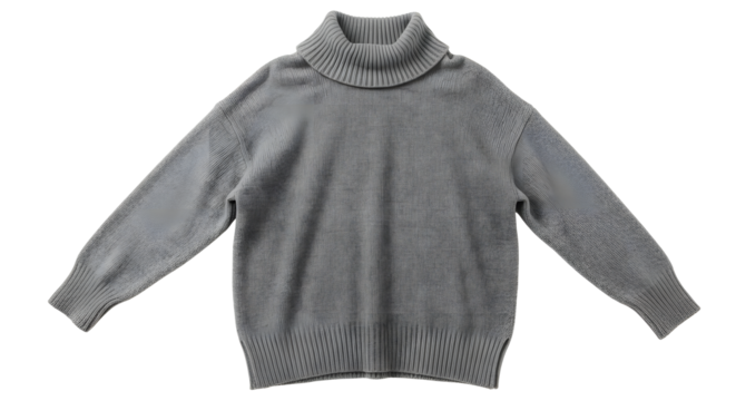 Gray Knit Turtleneck Sweater for Women in Cozy Casual Style