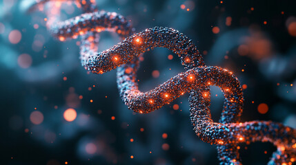 3D illustration of DNA molecule spiral symbolizing life science genetics biology evolution molecular structure and the blueprint of living organisms.