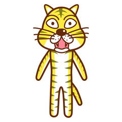 驚いた表情のトラのイラスト／Illustration of a tiger with a surprised expression