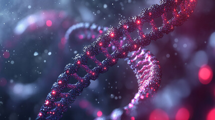 3D illustration of DNA molecule spiral symbolizing life science genetics biology evolution molecular structure and the blueprint of living organisms.