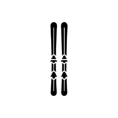 Black ski pair design representing winter sports, alpine activities, mountain tourism, and outdoor recreation.