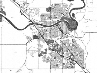 Obraz premium Monochrome hand-drawn map of Medicine Hat, Alberta, ideal for decorative and editorial use.