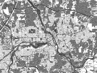 Fototapeta premium Poster-ready monochrome city map of Sherbrooke, Quebec, with detailed streets and rivers.