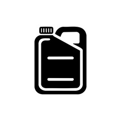 Fototapeta premium Black silhouette of a jerry can fuel container with handle and cap, symbolizing energy storage and transportation. 