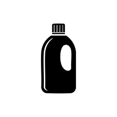 Black silhouette of a laundry detergent bottle, representing household cleaning supplies and fabric care.
