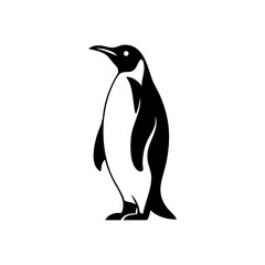 Stylized penguin standing upright, symbolizing wildlife, cold climates, and nature conservation.
