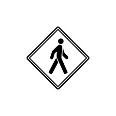Diamond-shaped pedestrian crossing sign design highlighting walking safety and road regulations.
