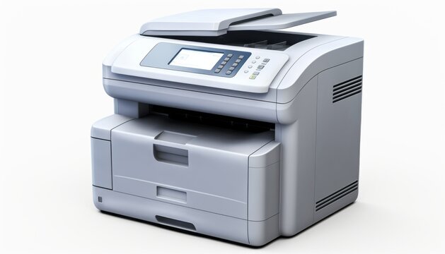 Grey computer printer isolated