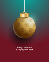 marry christmas and happy new year with gold ball element