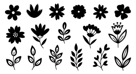 Obraz premium Collection of various stylized floral and botanical elements, perfect for design and decoration.