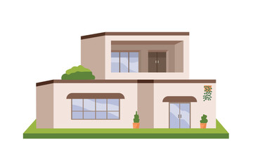 3D house architecture. 3D house design. Modern house building. Home model. 
