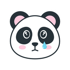 Fototapeta premium Cute Sad Panda Face with a Tear Dropping Down Its Cheek - Expressing Sadness and Emotion