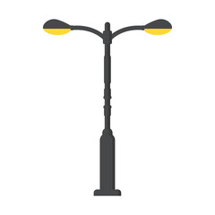 Modern urban street lights in a clean and simple flat design vector illustration, perfect for city planning, public infrastructure, and illumination concepts © BUSAMS