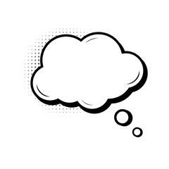 Blank comic book style thought speech bubble illustration on a white background, ideal for expressing ideas, dreams, or dialogue