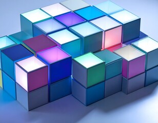 Obraz premium Glowing colorful cubes stacked neatly creating a modern art display
