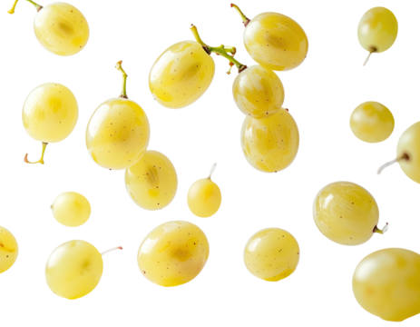 Floating pale green grapes on a black background, studio shot, fruit - Powered by Adobe