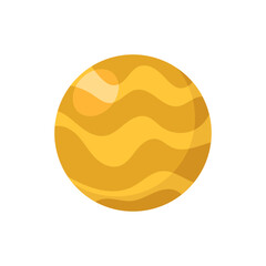 A Stylized, Whimsical Illustration of a Golden Planet with Swirling Cloud Patterns