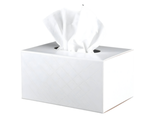 White tissue box with tissues isolated on transparent background for hygiene