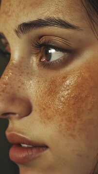 A close up of a woman 's face