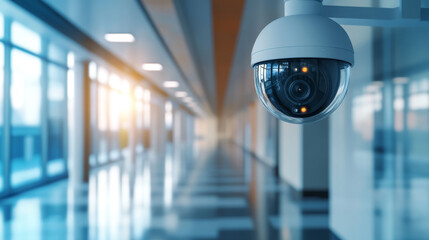 Modern design CCTV in minimal glass corridor
