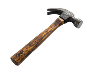 Old Rusty Hammer with Handle Isolated on White Background