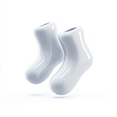 Fototapeta premium Pair of smooth glossy white socks floating against a clean white background
