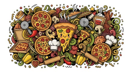 Fototapeta premium pizza doodle