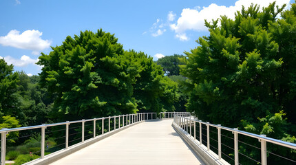 Fototapeta premium Concrete Pedestrian Bridge with Trees