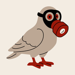Pigeon in Gas Mask Surreal Concept Art