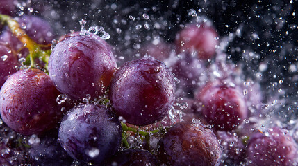 red grape and water drops