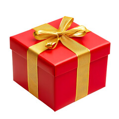 Obraz premium Elegant red box secured by glimmering golden ribbon glistens beautifully on transparent background