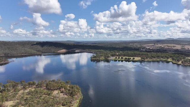 Aerial footage of Lake Barambah Queensland Australia