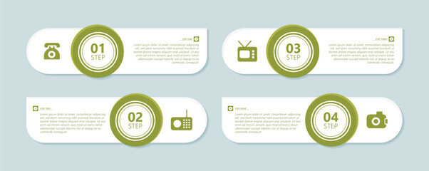 Modern Infographic Round Step Icon Presentation Minimalist Data Visualization Template