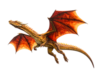 Fantasy-Drachen isoliert auf Weiß – Freisteller mit transparentem Hintergrund, mystisches Fabelwesen